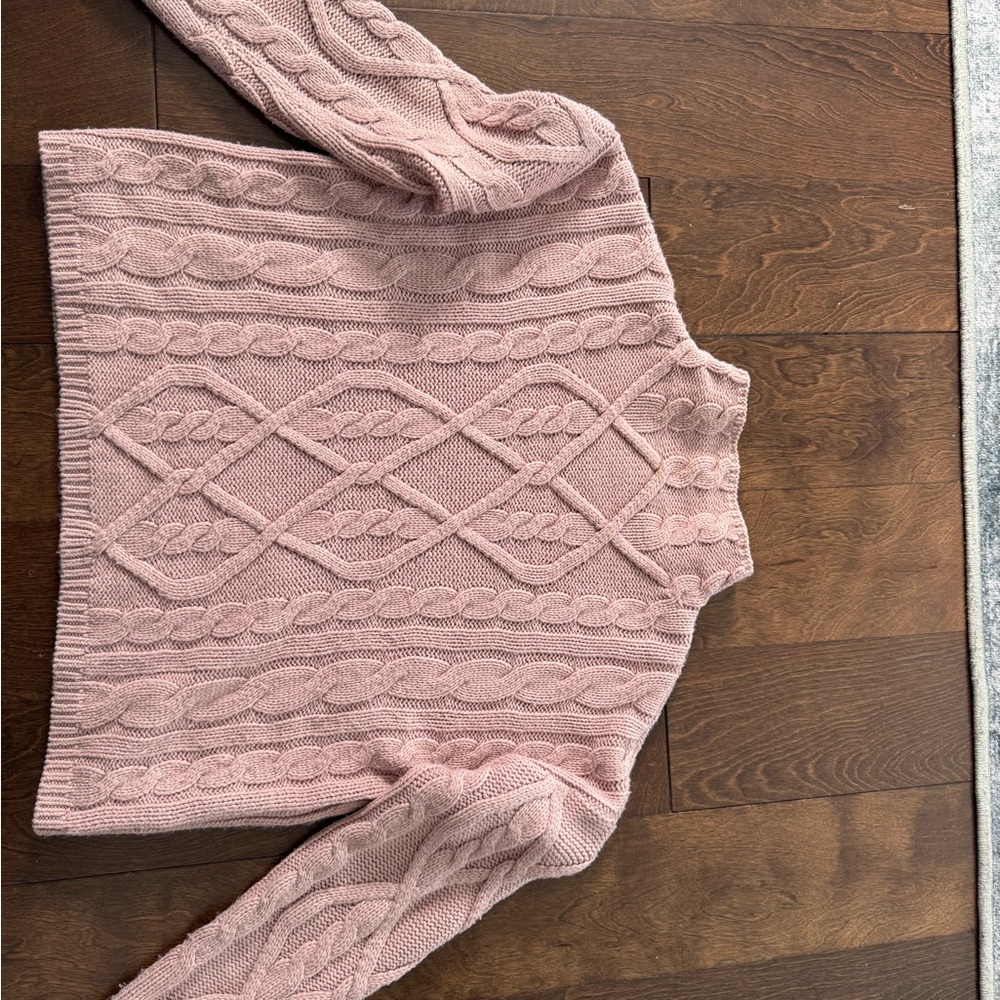 Women's Powder Pink Cable Knit Sweater